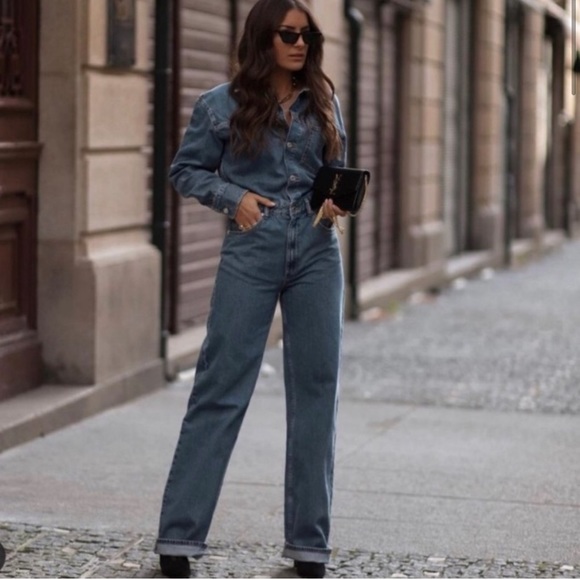 NWT Zara long denim blue jumpsuit - Picture 4 of 9